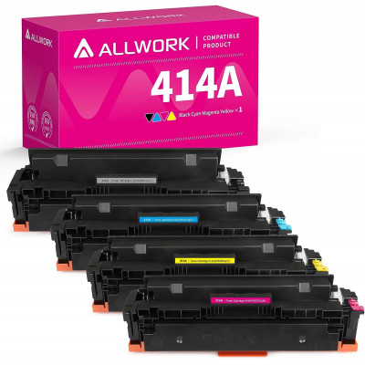 ALLWORK NO CHIP Compatible Toner Cartridge Replacement for HP 414A HP W2020A W2021A W2022A W2023A 4-Packs