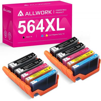 ALLWORK Compatible 564 XL Ink Cartridge Replacement for HP 564XL Combo Pack (4K/2C/2M/2Y)