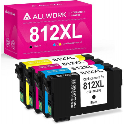 Epson T812XL 812 T812 Remanufactured Ink Cartridges 4 Pack