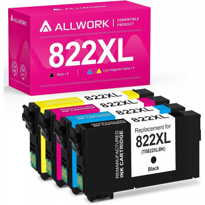 Epson T822XL 822 T822 Remanufactured Ink Cartridges 4 Pack