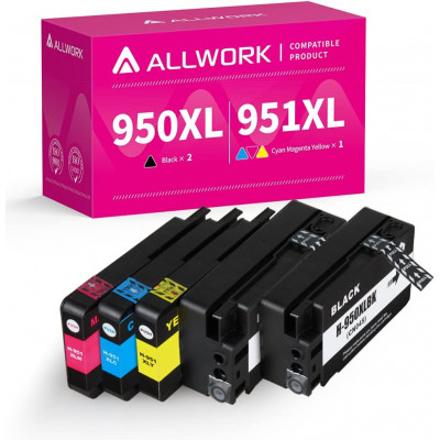 Allwork 950XL 951XL Compatible Ink Cartridges Replacement for HP 950 XL 951 XL 5(2KCMY)