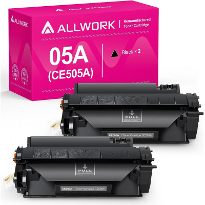 Allwork Compatible Toner Replacement for HP 05A CE505A Toner Cartridges 2 Pack