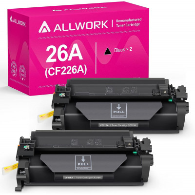 Allwork Compatible Toner Cartridge Replacement for HP CF226A 26A CF226X 26X Black 2 Pack