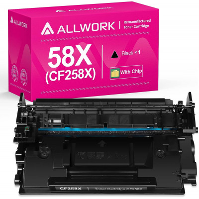 ALLWORK 58X [with Chip] CF258X Remanufactured Toner Cartridge Replacement for HP CF258X 1 Pack