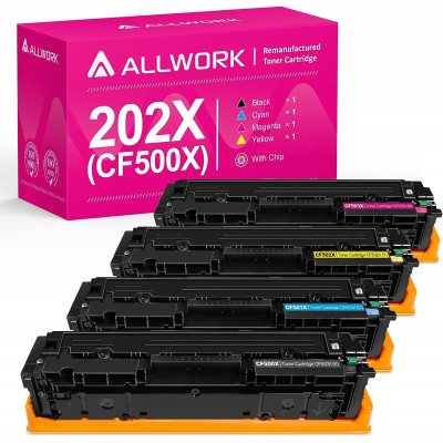 ALLWORK Remanufactured 202X Toner Cartridges Replacement for HP 202A 202X CF500X CF501X CF502X CF503X 4-Packs