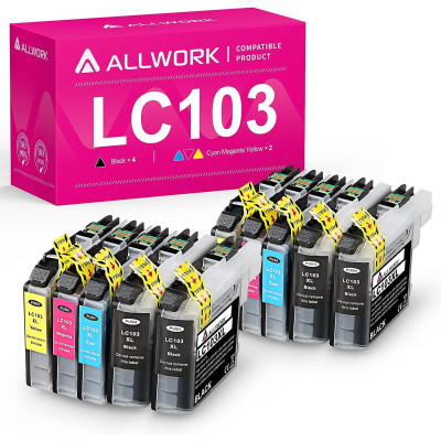 ALLWORK Compatible LC103XL LC101XL Ink Cartridge Replacement for Brother LC103 LC101 10 Color Packs