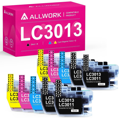 Allwork LC3013 Compatible Ink Cartridges Replacement for Brother LC3011 LC3013 10 Pack