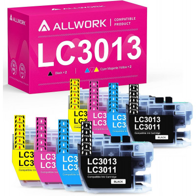 Allwork LC3013 Compatible Ink Cartridges Replacement for Brother LC3013 LC3011 Ink Cartridges 8 Packs