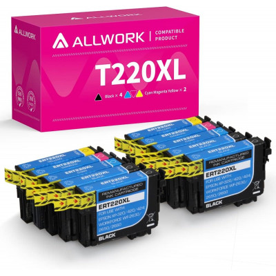 Allwork Remanufactured Ink Cartridge Replacement for Epson 220 220XL T220XL 10 Pack