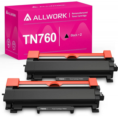 ALLWORK 2PK Compatible TN-760 Toner Cartridge Replacement for Brother TN760 TN730 TN770 Toner