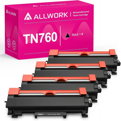 ALLWORK 4PK Compatible TN-760 Toner Cartridge Replacement for Brother TN760 TN730 TN770 Toner High Yield